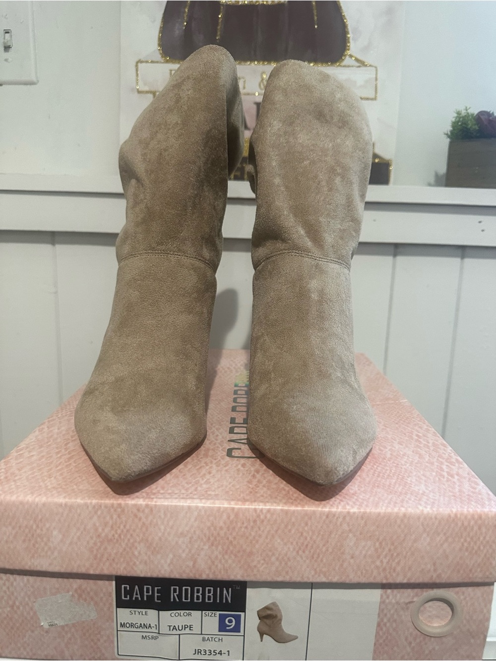 Cape Robbin Taupe Suede Pointed Toe Ankle Boots